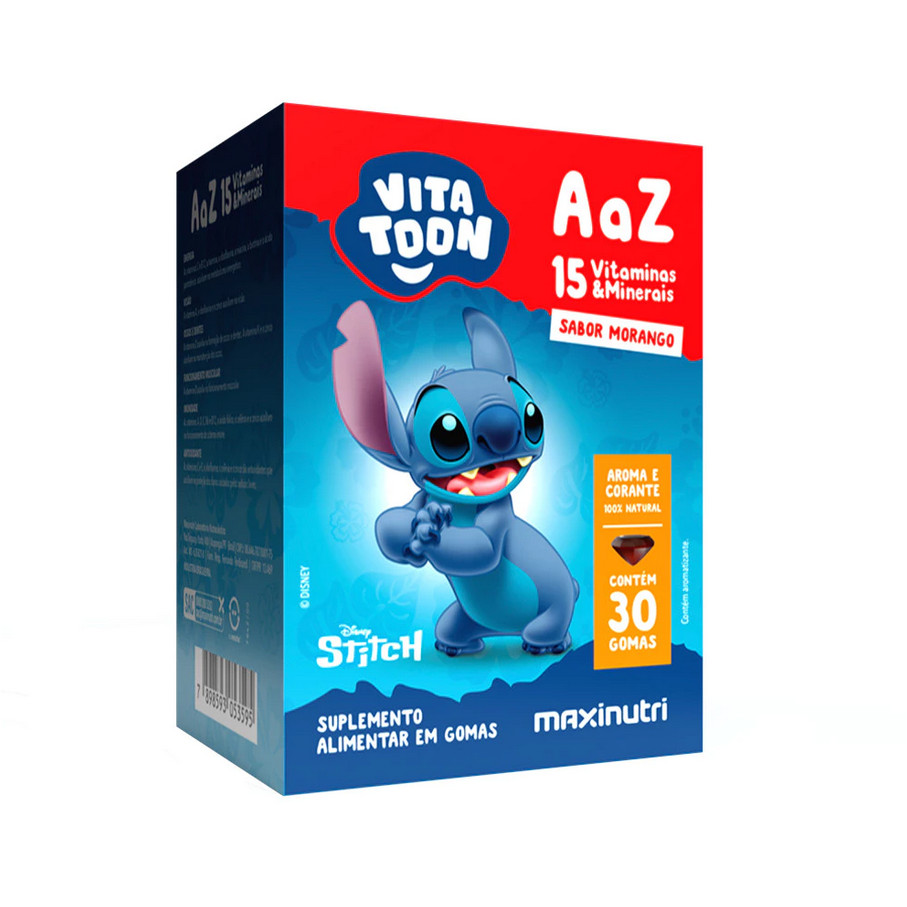Vitatoon Stitch Polivitaminico AaZ - Sabor Morango 30 gomas Maxinutri