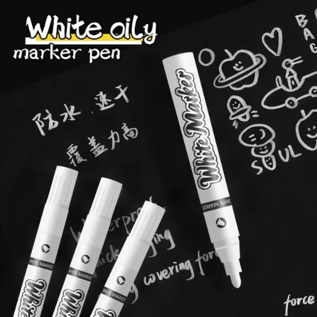 Kit Caneta Branca/Acrílica Esfumada Artística Marcadora Fina/Grossa 1mm Artes Tinta Branco Exterior em Oferta na Shopee