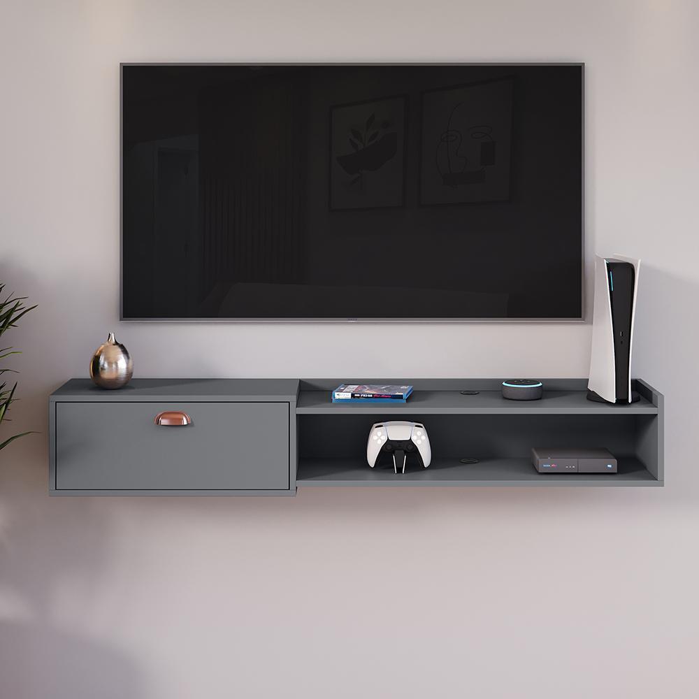 Rack Bancada Suspensa Com Porta Sala Escritório Quarto Parede TV Até 60 polegadas 1.50 cm ou 1.80 cm