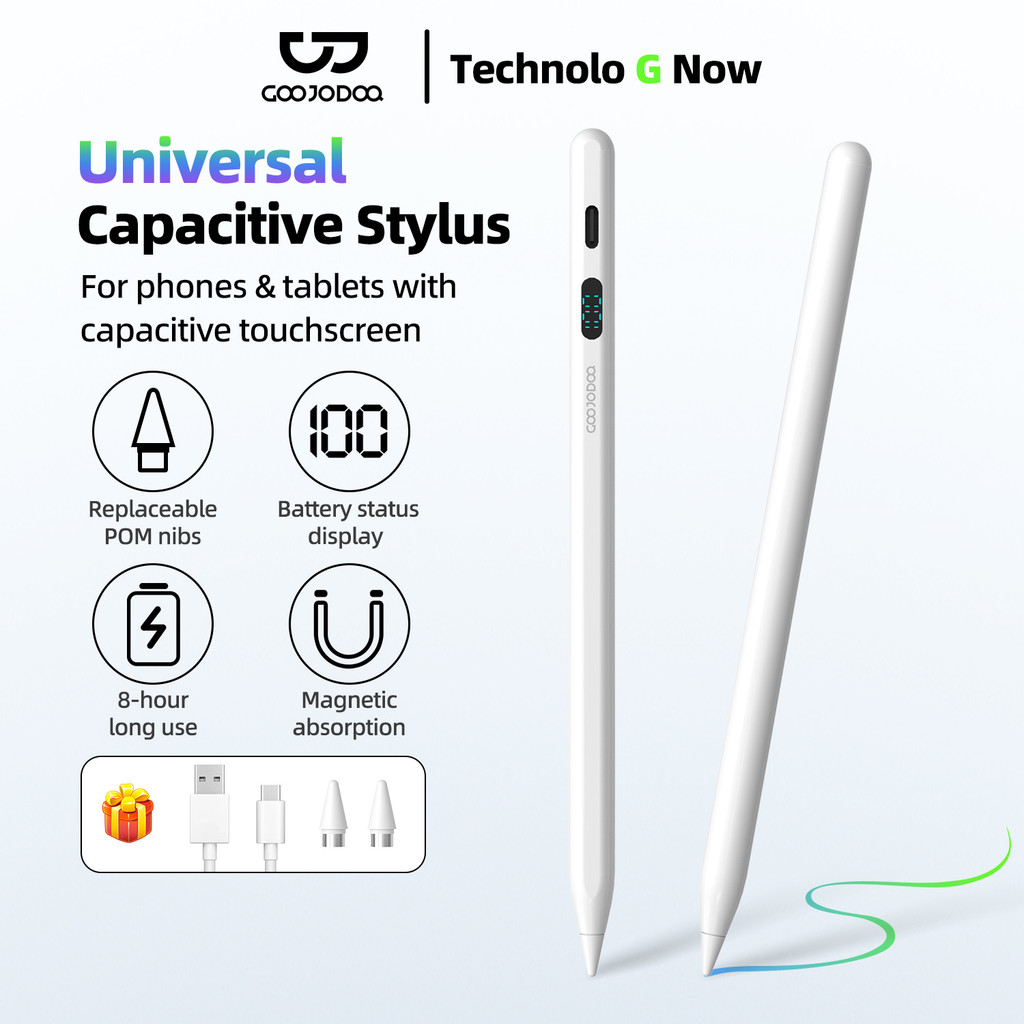 a Caneta Multifuncional GOOJODOQ Apresenta Um Indicador De Bateria E É Compatível Com tablets Telefones Android/iPad De 