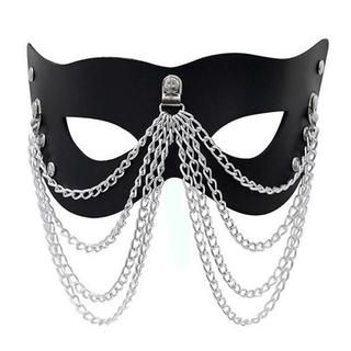 Mascara em Couro com Correntes Com Regulagem de Tamanho Fantasia Cosplay Carnaval Festa Baile