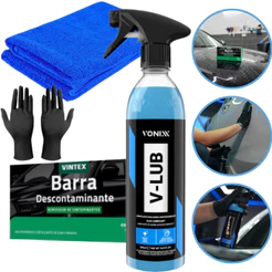 Clay Bar 100g Vonixx + V-Lub 500ml Kit Completo para Pintura Lisa e Impecável