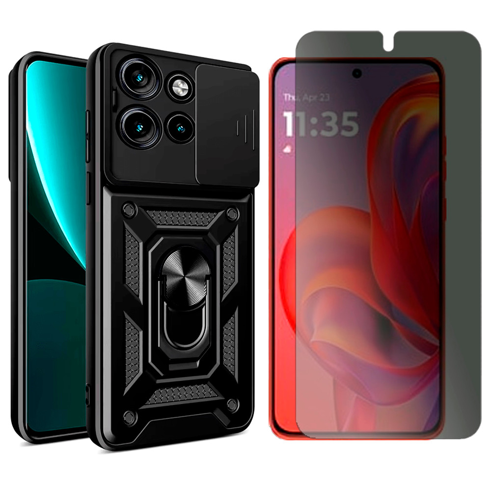 Capa Anel Para Motorola Edge 60 Neo + Pelicula Privacidade