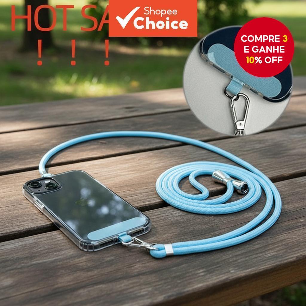 Cordão de pescoço universal para celular com porta-cartões para mulheres e homens