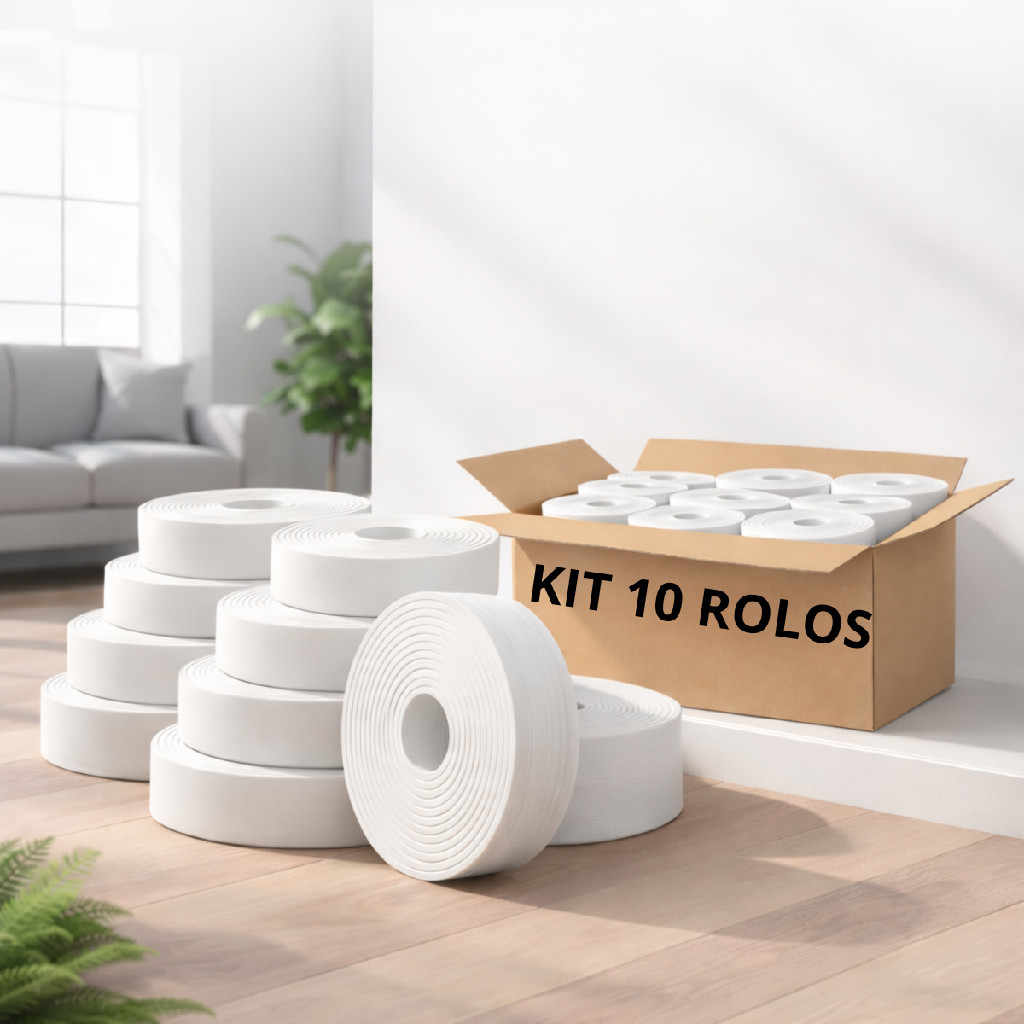 Kit 10 Rolos 50 Metros Rodapé Ripado EVA Autocolante 7cmx5m em Oferta na Shopee