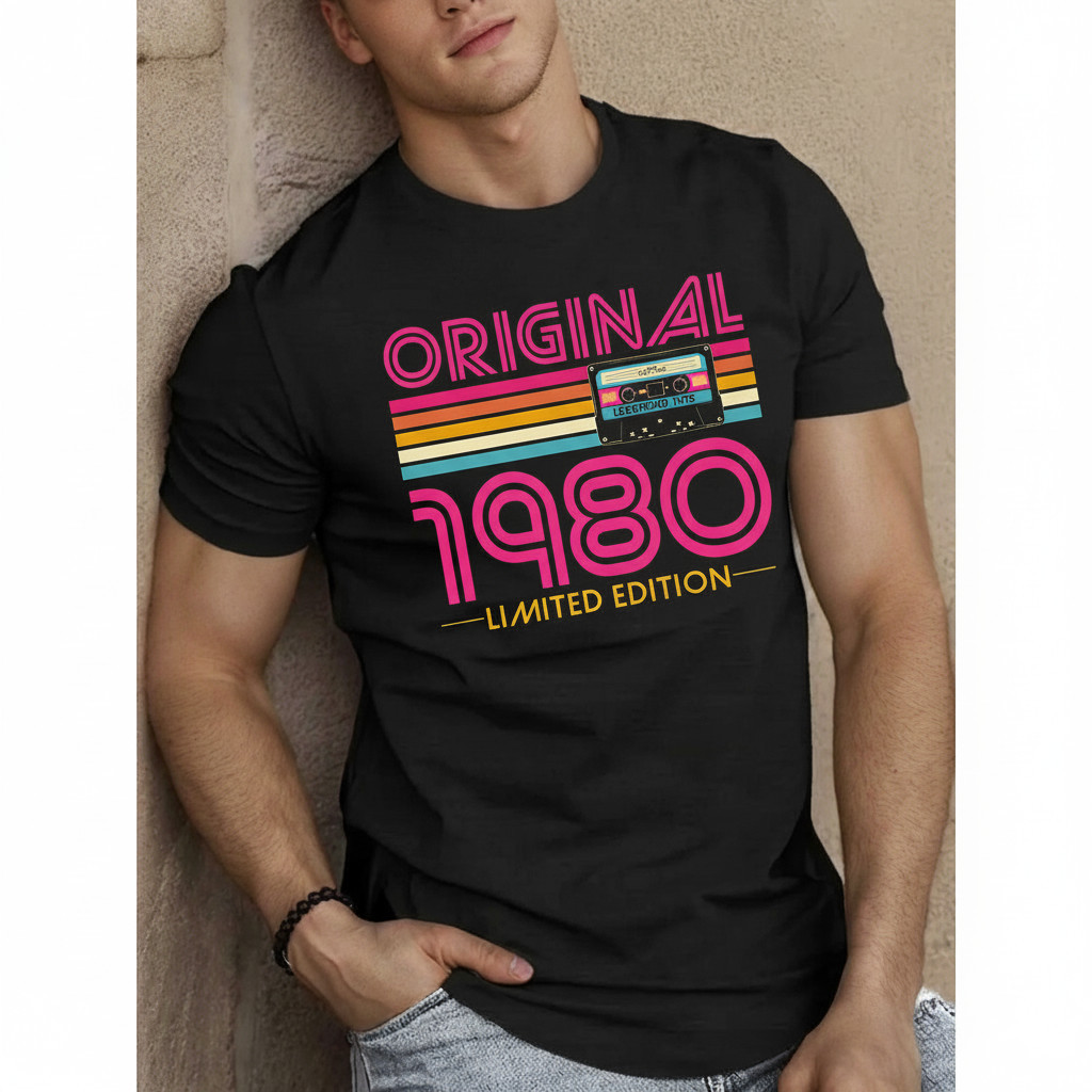 [Camiseta Premium em Algodão Puro]GXG Camiseta Unissex Retro 1980 Estampada Streetwear Oversized Confortável Estilosa Re