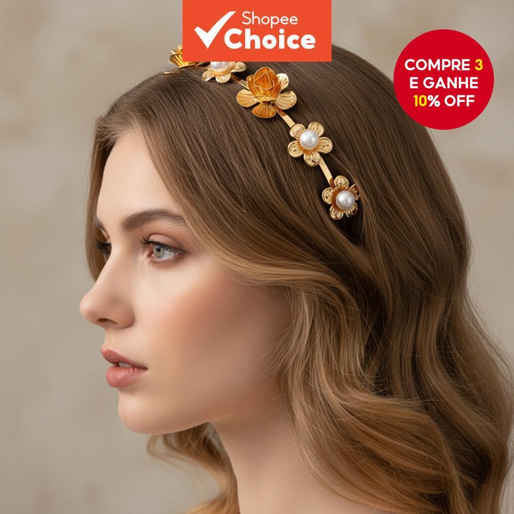 Estilo Europeu Tiara Bandana Liga Floral Pérola Nupcial Peruca Para Mulher em Oferta na Shopee