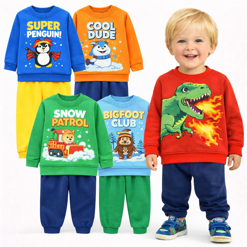 Kit Sortido 2 ou 4 Peças de Roupas Infantil Menino Inverno Conjuntos de Moletom Infantil Bebê Masculino Flanelado