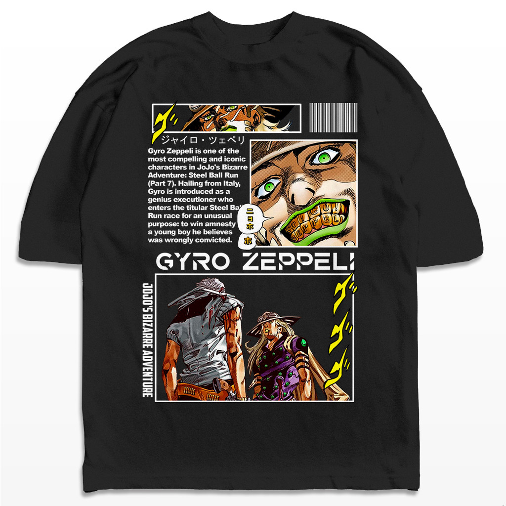 Camiseta Oversized Jojo Gyro Zeppeli Steel Ball Run Anime Mangá Streetwear Harajuku Aesthetic Camisa Unissex em Oferta na Shopee