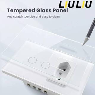 Interruptor Inteligente WiFi com Painel de Vidro Touch 2 Botões + 1 Tomada Compatível com Tuya Alexa e Google