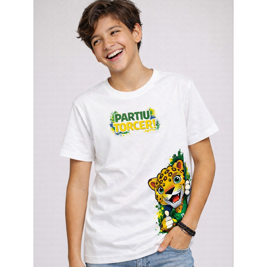 Camiseta Infantil Partiu Torcer Copa Do Mundo Para Crianças