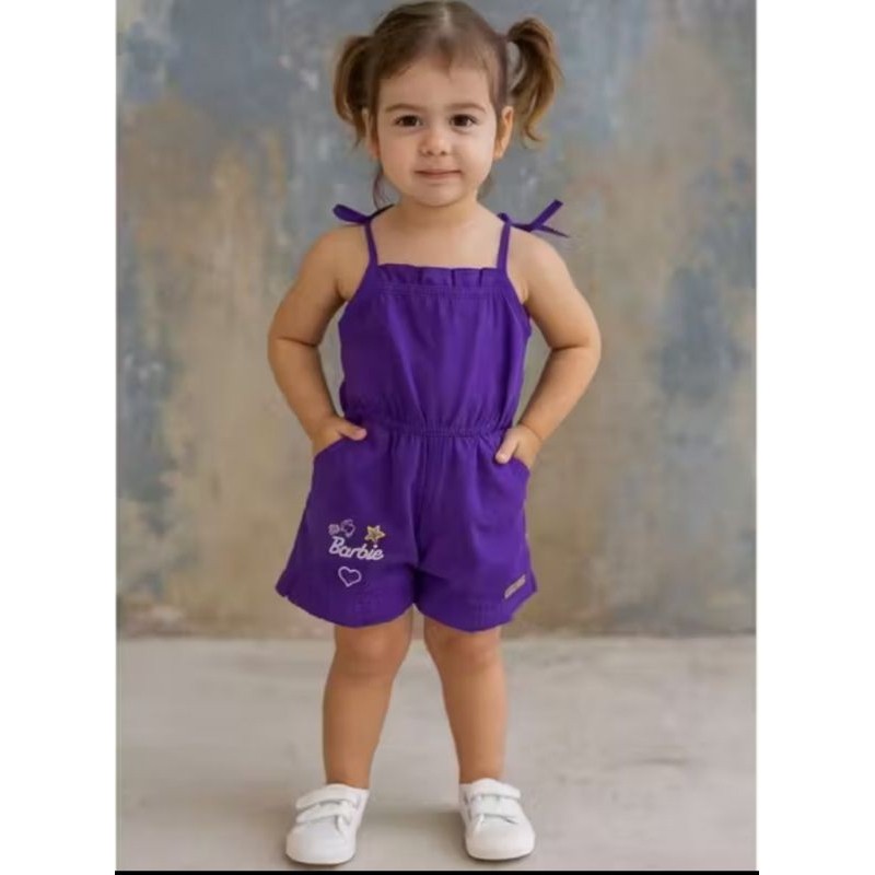 vestido Jeans menina infantil jardineira jeans bebê Tam 1 2 3 macacão feminina jardineira criança bebê Tam 1 2 3 — imagem 2 de 2