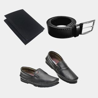 Kit 3x1 Sapato Mocassim Casual Social Com Cinto E Carteira