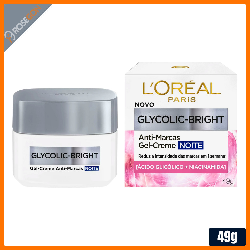 Gel Creme Anti Marcas com Niacinamida Loreal Glycolic Bright Noite 49g em Oferta na Shopee