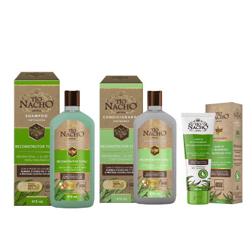 Kit Tio Nacho Reconstrutor Shampoo e Condicionador 415mL + LeaveIn 100 mL
