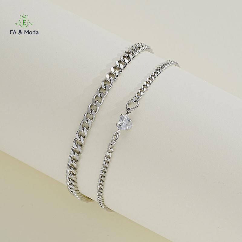 EA & Moda Conjunto De Pulseira De Aço Inoxidável De Simples Para Casal Unissex Mulheres Homens Amor Cristal Coração Prat em Oferta na Shopee