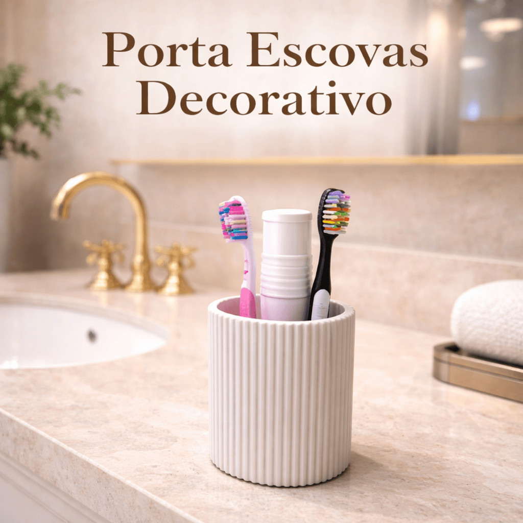 Porta Escova de Dente Canelado Decorativo | Organizador de Banheiro Moderno Minimalista