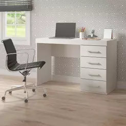 Mesa Escrivaninha Home Office Com 4 Gavetas 120cm Menu Móveis Branco