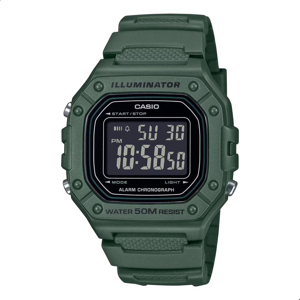 Relógio Masculino Casio Esportivo Analógico A Prova D'água W-218H-3BVDF Original Verde
