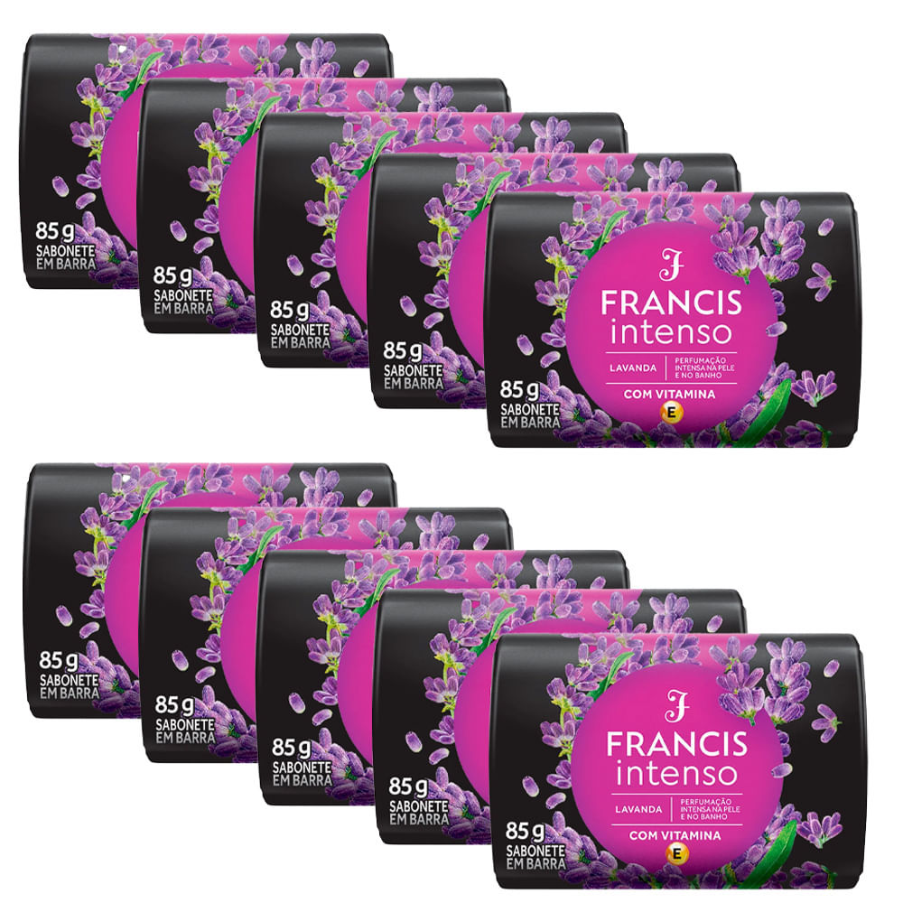Kit Francis Sabonete em Barra Intenso Lavanda 85g - 10 Unidades