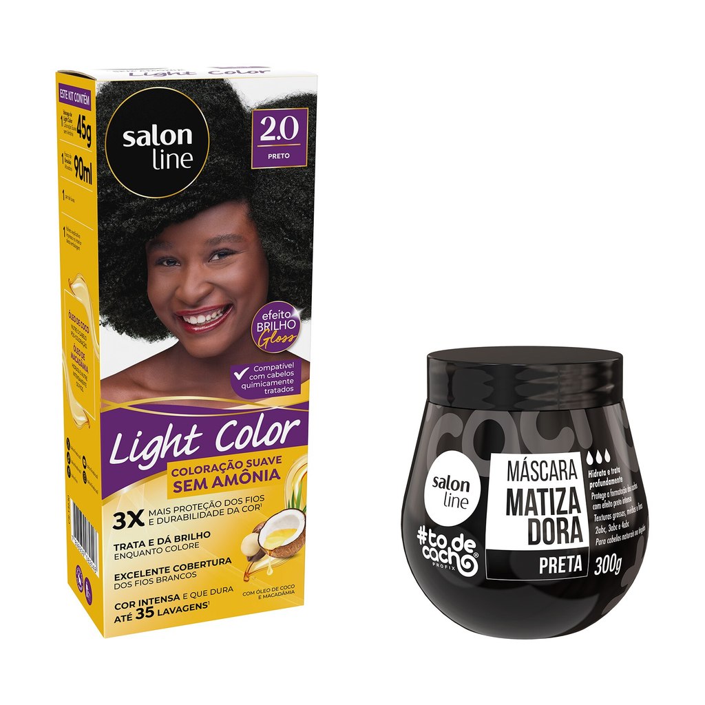 Kit Preto Light Color 2.0 + Máscara Matizadora #todecacho 300g