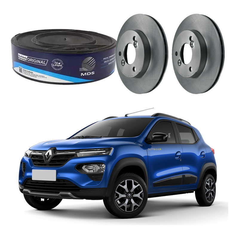 Par Disco De Freio Dianteiro Ventilado Kwid 1.0 2022 A 2023