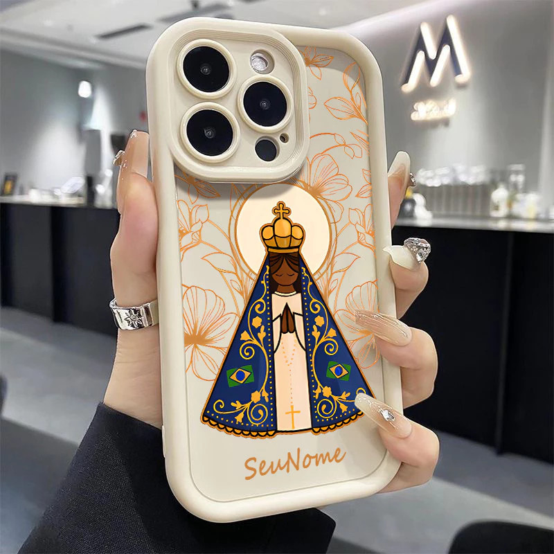 Capinha Capa de Silicone Nossa Senhora Aparecid Anti queda para Redmi A2 A3 10C 12C 13C 14C Note 10 11 12 13