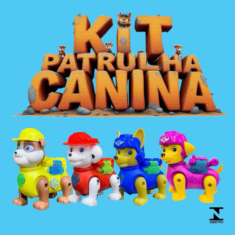 Kit 4 Brinquedos Robô Patrulha Canina com Som e Movimento - Divertido e Interativo!