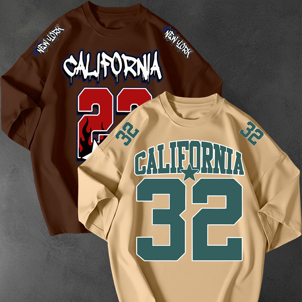Kit 2 Camisetão Oversized Streetwear Estampa California New York 1987 Numero 23 Unissex Academia Gyn

