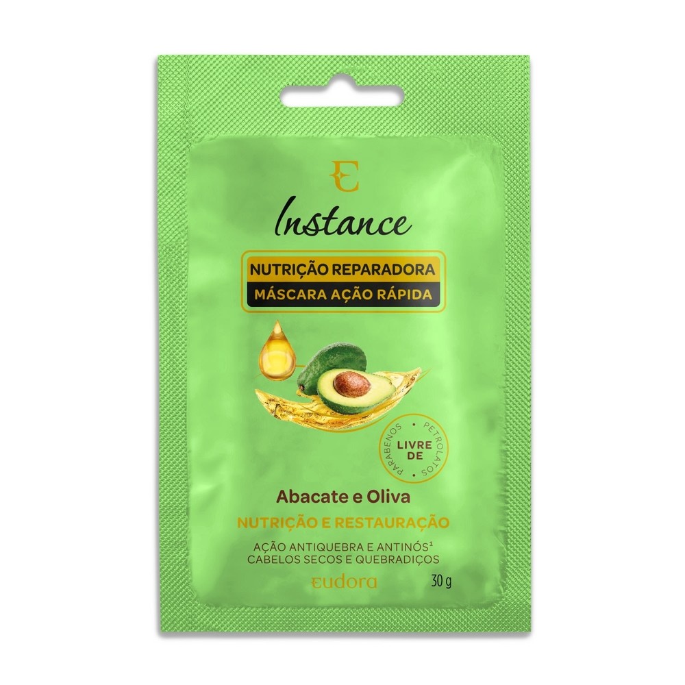 Eudora Sachê Máscara Capilar Nutrição Reparadora Instance Abacate e Oliva 30g