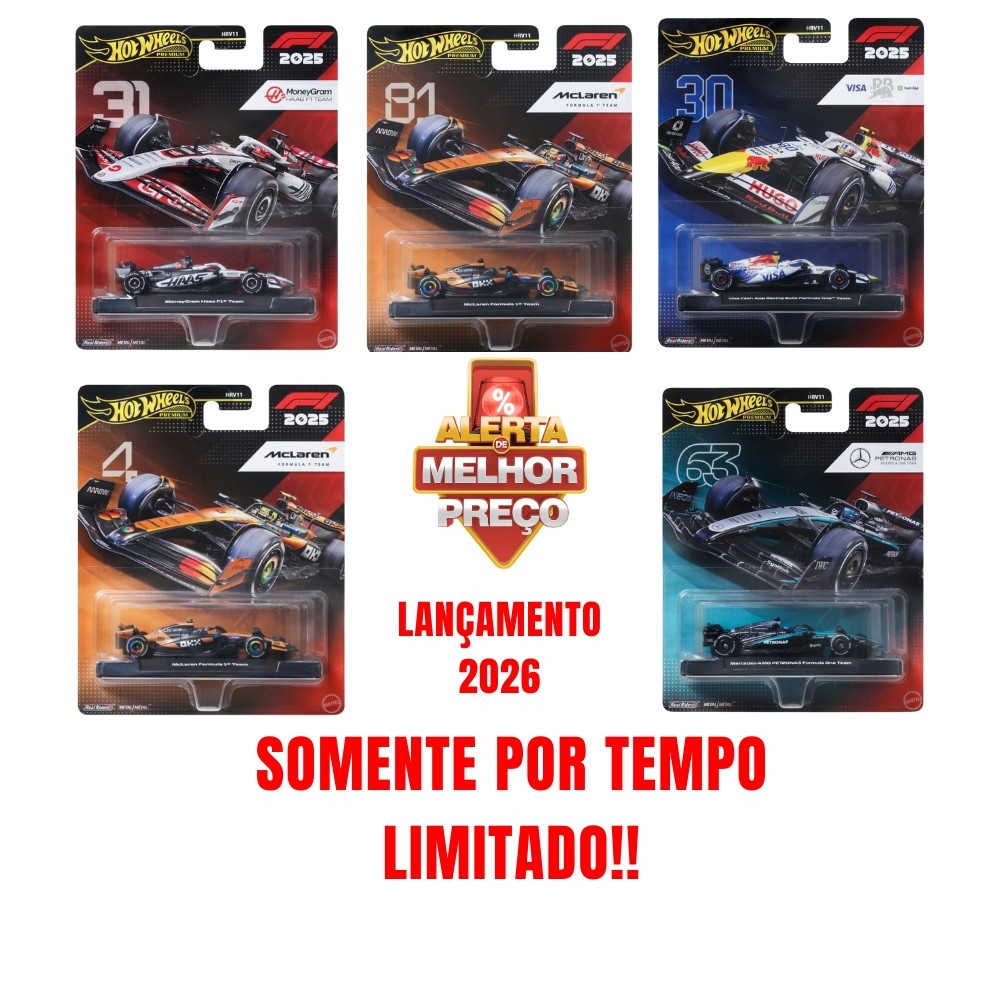 Miniatura Hot Wheels Premium F1 2025 - Edição Especial Escolha o Modelo