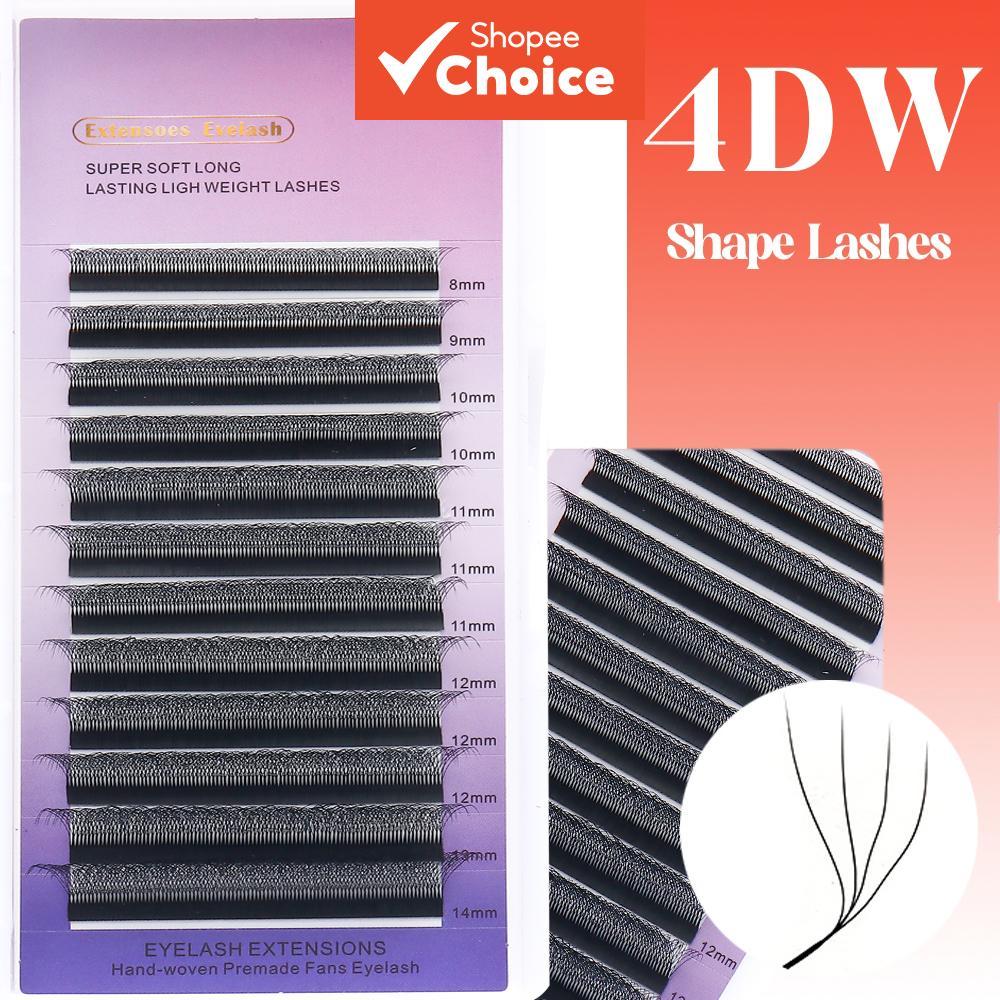 Extensões De Volume 4D Em Formato-W-Curl 8/12/14mm Bandeja De Ventilador Fácil Estilo , Pré-Fabricados De Cluster Preto 
