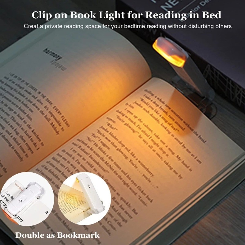 Mini Luminária Leitura Livro Recarregável USB Flexível Clipe Marcador Livro Escritório Lâmpada Mesa