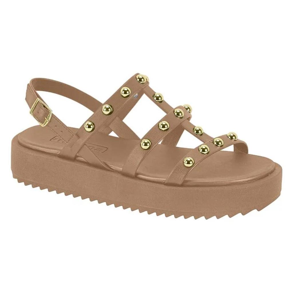 Sandália Papete Flatform Casual Feminino Moleca 5489.119 Bege