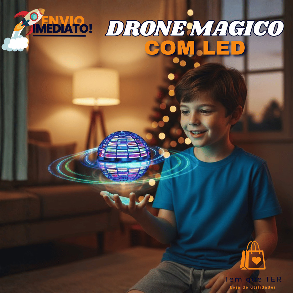 Bola Voadora Spinner Bola Boomerang Mini Drone Com Luz Voador Interativo Infantil Rosa Ou Azul