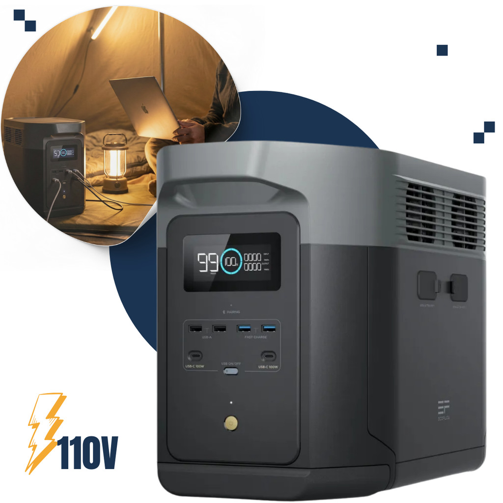 Estação de Energia Portátil Ecoflow Delta 2 Max 2400w 2048wh 127v Gerador Solar Bateria X-Boost
