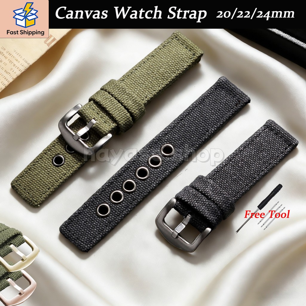 Pulseira De Nylon Durável , 20/22/24mm , Para Substituição , Camada Dupla , Relógio De Lona , Grossa , Masculina , Femin