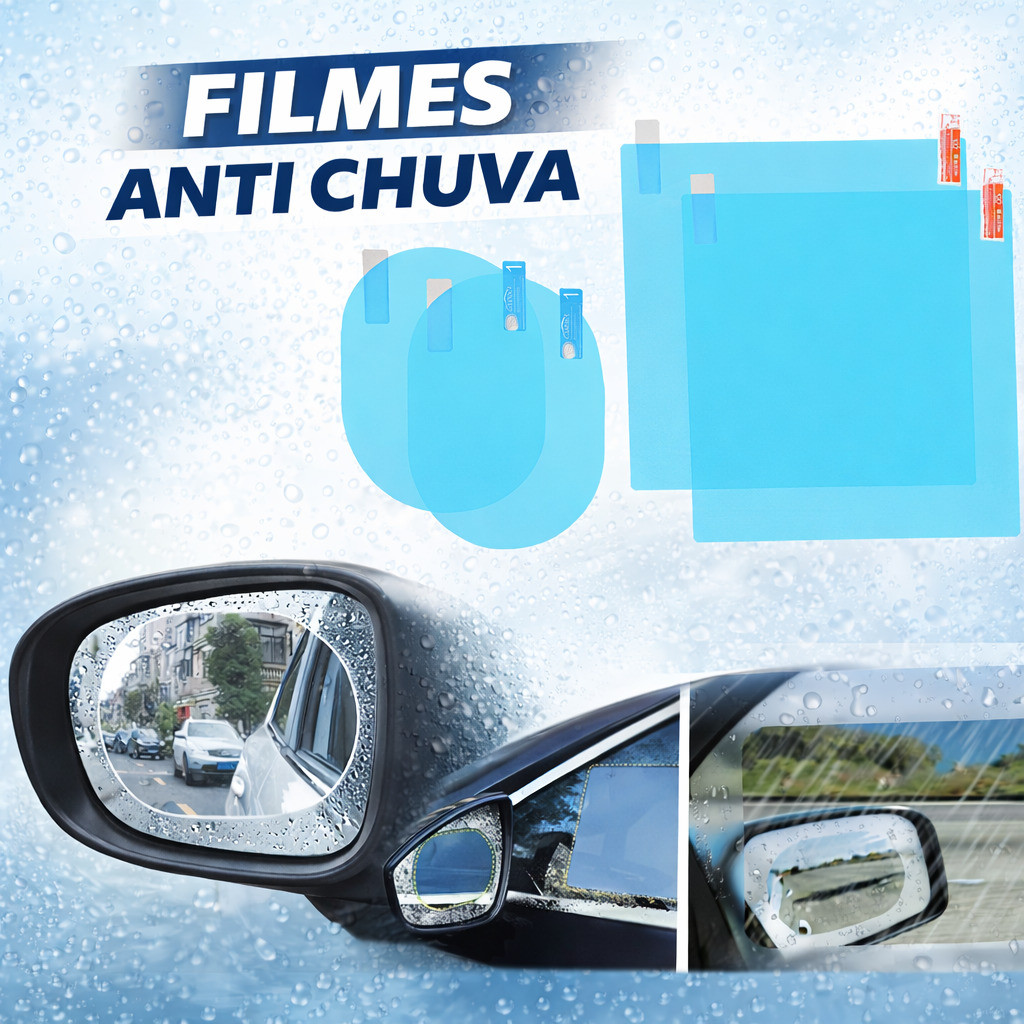 kit 2/4 Película anti Embaçante Anti chuva Filme retrovisor de chuva e nevoeiro