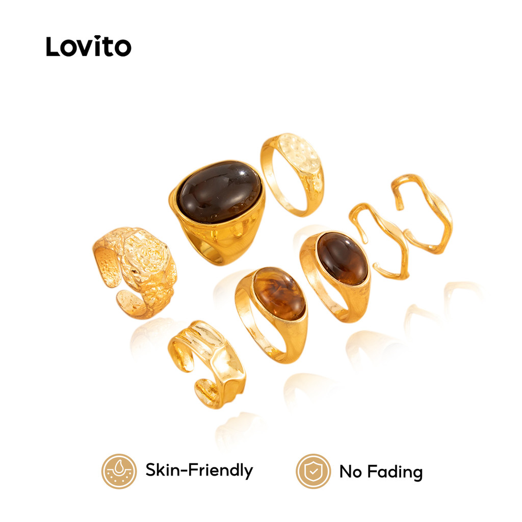 Lovito Anéis Elegantes Retrô LFA105063 em Oferta na Shopee