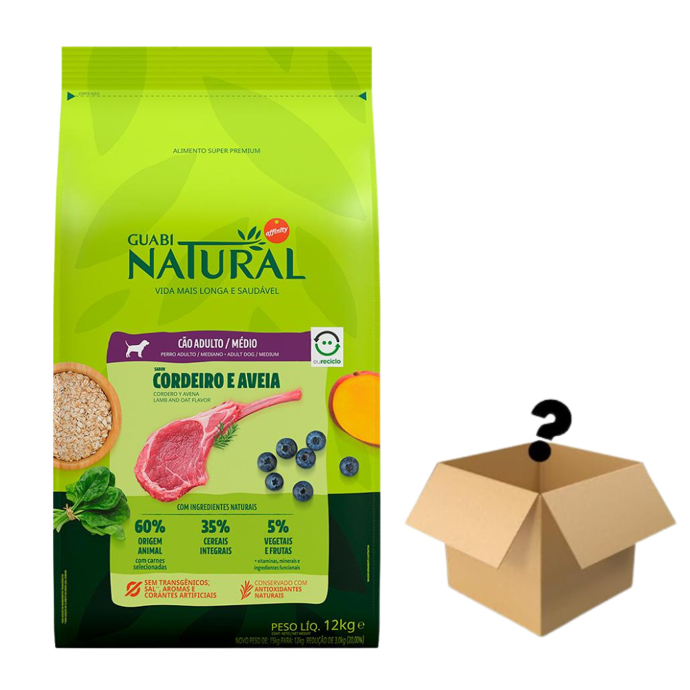 Ração Guabi Natural Cães Adultos Porte Médio Cordeiro e Aveia 12 kg + Surpresa em Oferta na Shopee