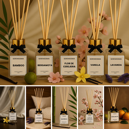 Difusor de Ambiente de Vidro com Varetas 100ml Premium