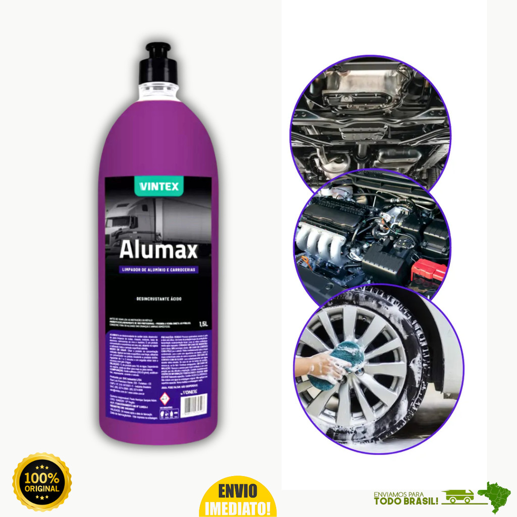 Alumax Limpa Alumínio Rodas Baú Aro Vintex 1,5l Vonixx Oferta Premium Original Vonixx Carro Moto