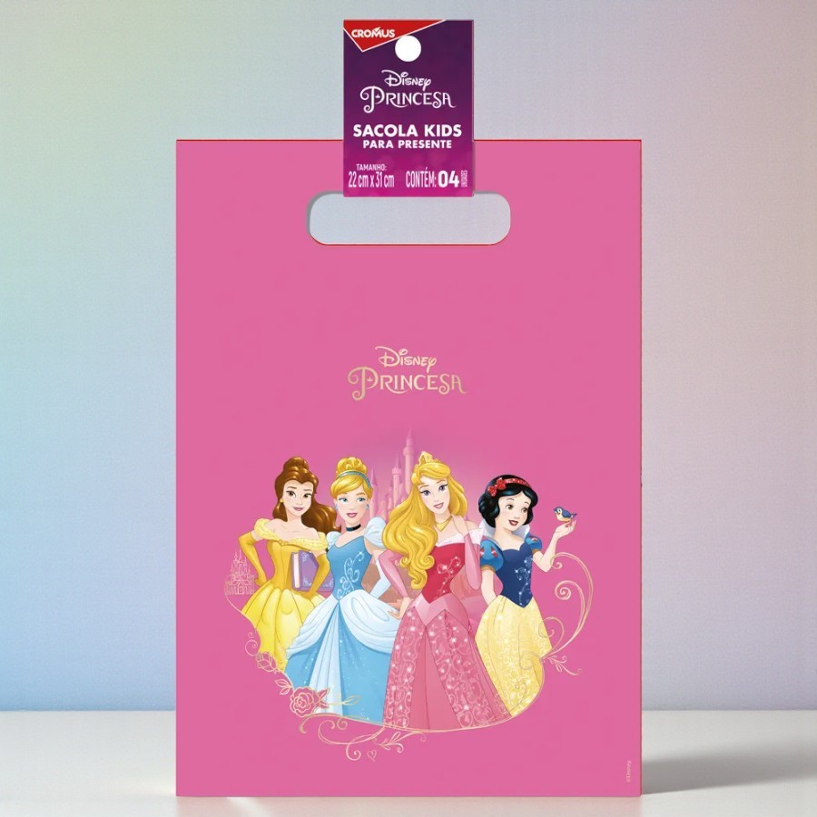 Sacola de Plástico - Princesas - 30x45cm - Disney Original - 4 unidades - Cromus - Rizzo