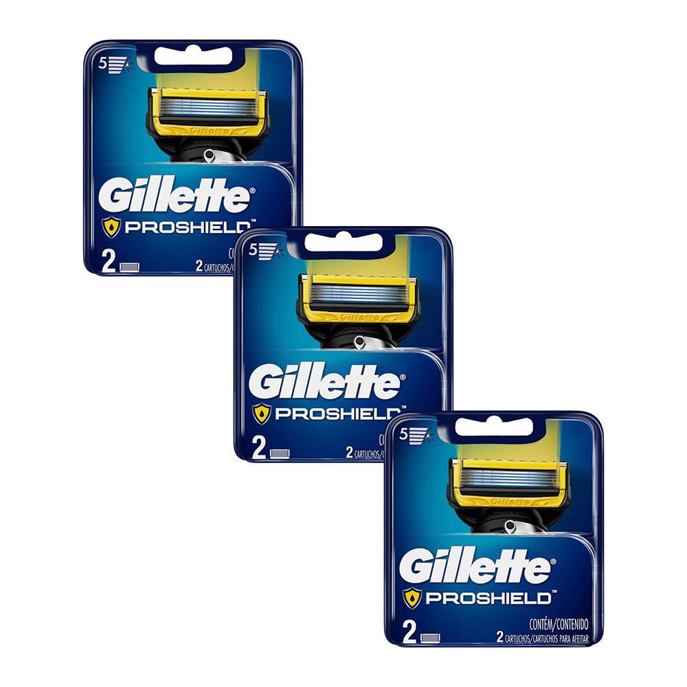 Kit com 3 Cargas Gillette Aparelho de Barbear Fusion Proshield c/2 em Oferta na Shopee