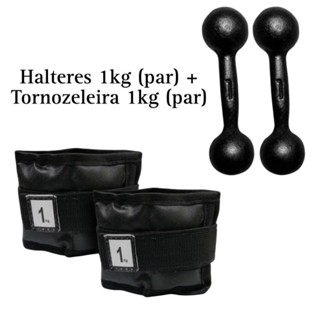 Halteres 1kg ferro par + Tornozeleira 1kg par kit completo em Oferta na Shopee