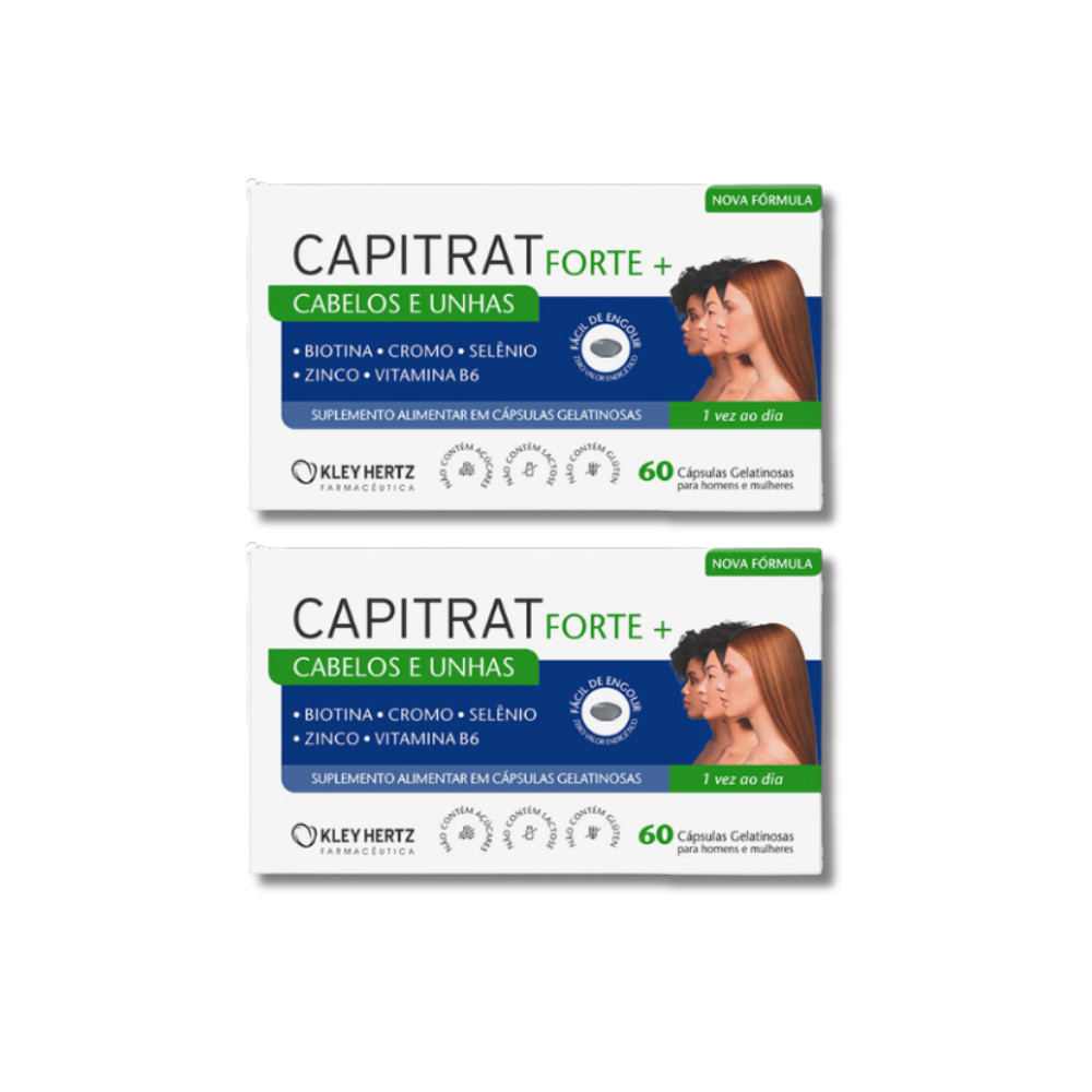 Capitrat Cabelos e Unhas Forte+ Com 60Caps - Kley Hertz - Kit com 2 em Oferta na Shopee