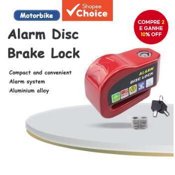  Trava de Alarme para Roda de Motocicleta com Chaves, Trava de Freio a Disco com Alarme para Bicicleta, Trava Elétrica à