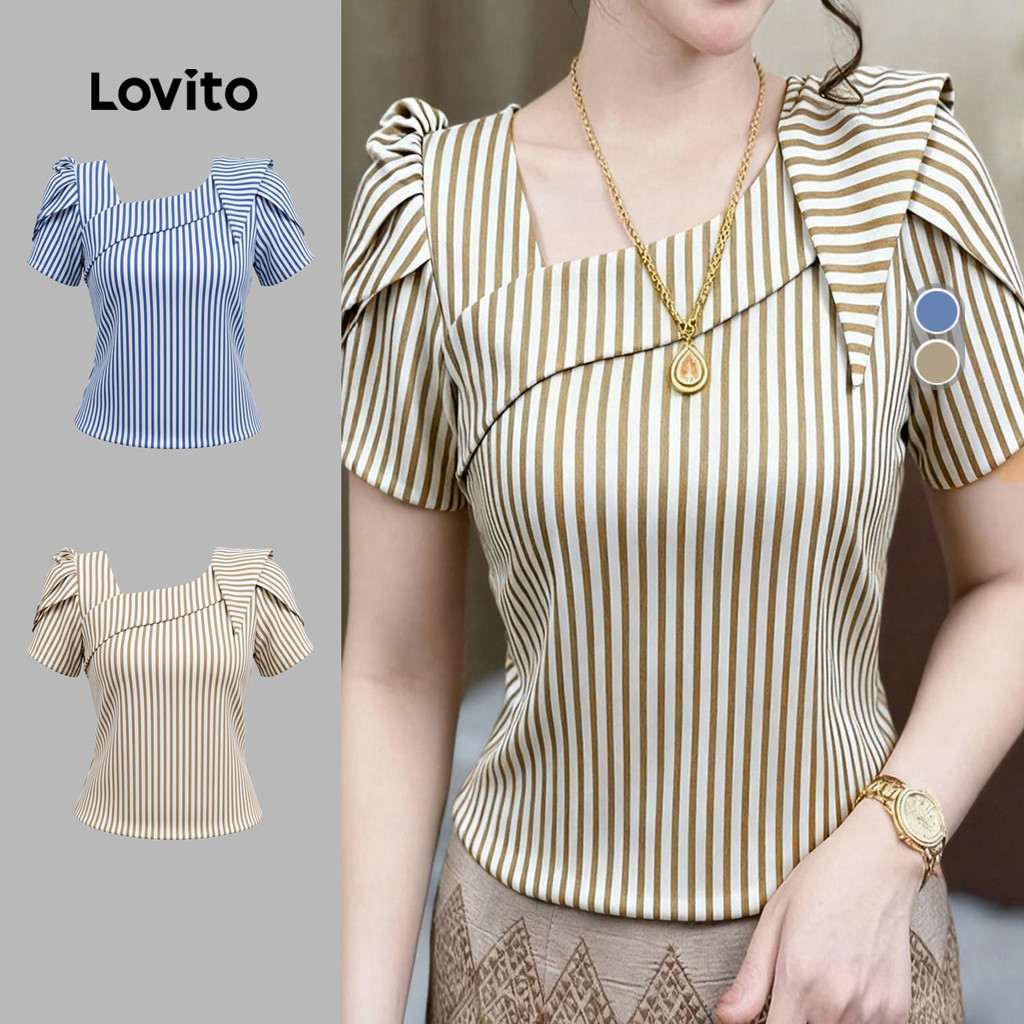 Lovito Blusa Casual Assimétrica Primavera/verão para Mulheres LK2ED404 em Oferta na Shopee