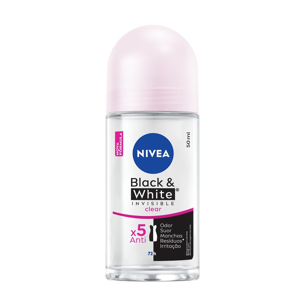 Desodorante Nivea Rollon Invisible Black & White Clear 50ml em Oferta na Shopee