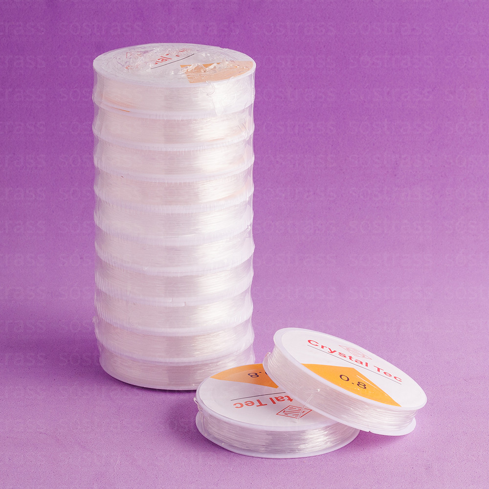Kit 10 Fios de Silicone 0.8mm Transparente Elástico Para Pulseiras - 10 Metros